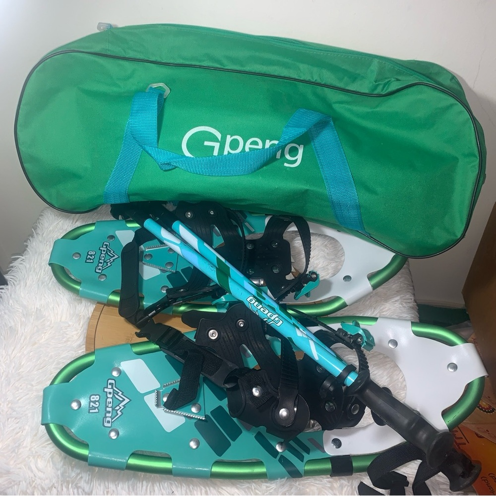 Gpeng 821 Terrain Snowshoes Men Women Youth 21 Inch Green Aluminum Snow Shoes